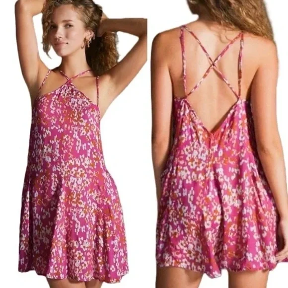 By Anthropologie Strappy Boho Mini Dress